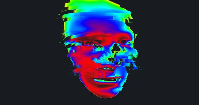Animation of Digital Human Head on Colorful Noisy Moving Lines
