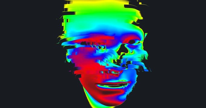 Animation of Digital Human Head on Colorful Noisy Moving Lines
