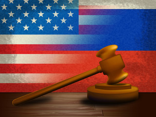 Russia Usa Flags And Gavel Hacking 3d Illustration