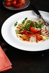 Tasty pasta with sauce