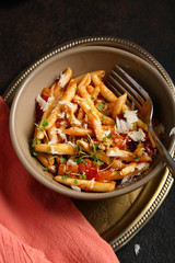 Tasty pasta with red sauce