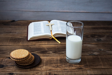 open bible cookies and milk
