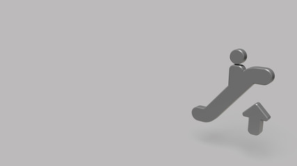 3D Icon of upwards escalator. isolated on a grey background.