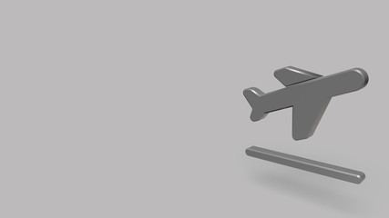 3D Icon of departures flights isolated on a grey background.