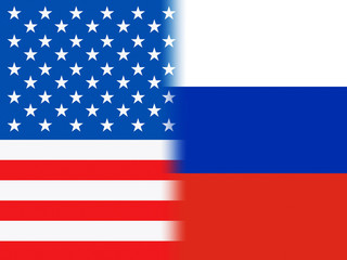 United States And Russian Flags Combined Background