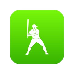 Baseball player with bat icon digital green