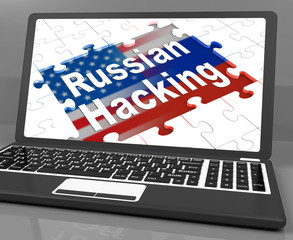 Russian Hacking Message On Laptop 3d Illustration