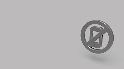 3D Icon of forbbiden phone isolated on a grey background.