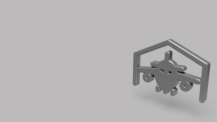 3D Icon of hangar isolated on a grey background.
