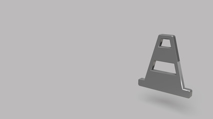 3D Icon of road cone isolated on a grey background.