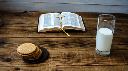 open bible cookies and milk