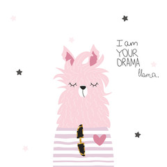 Funny llama with lettering. Vector hand drawn illustration. © bilaaa