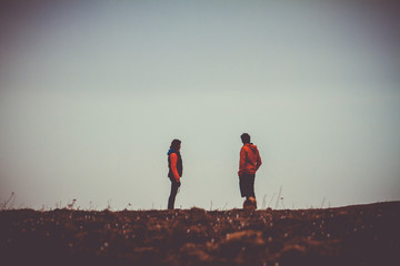 Couple de randonneurs au Salève