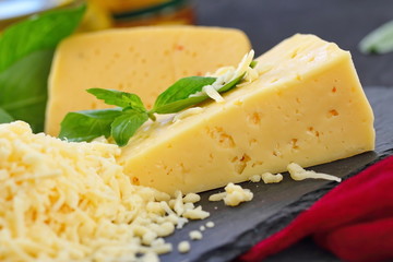 Cheese with basil and vegetables