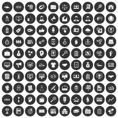 100 partnership icons set black circle