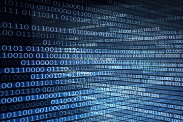 binary code future technology, blue cyber business security concept background, hi speed motion...