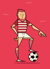  Soccer Player Kicking Ball. Flat Vector illustration