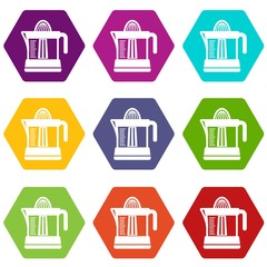 Juicer icons set 9 vector