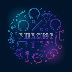 Colored piercing circular vector illustration in thin line style