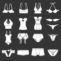 Underwear icons set grey vector