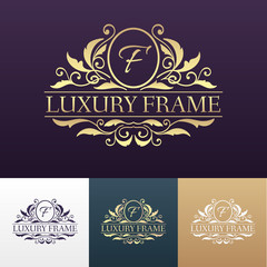 Fototapeta na wymiar Luxury label or King place symbol element with decorative calligraphy object set. Template for classical card, invitation, identity cover design, packaging, hipster stamp. Vector illustration 