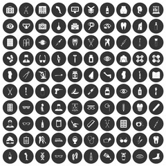 100 pharmacy icons set black circle