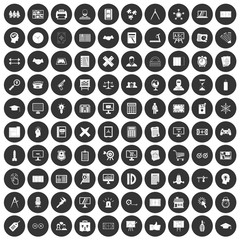 100 plan icons set black circle