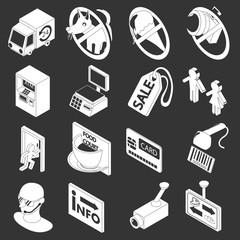 Shop navigation foods icons set grey vector