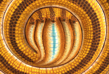 Snake with several heads in a Hindu temple, Langkawi, Malaysia