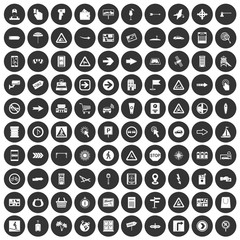 100 pointers icons set black circle