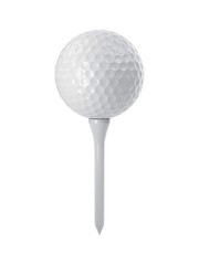 3D rendering golf ball on white tee isolated on white