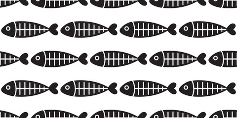 fish seamless pattern vector fish bone shark fin salmon isolated repeat background wallpaper backdrop