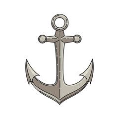 Hand drawn vector cartoon anchor isolated on white background