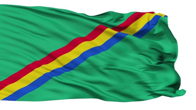 Drochia flag, city of Moldova, realistic animation isolated on white seamless loop - 10 seconds long (alpha channel is included)