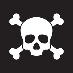 Skull pirate icon logo vector cross bone Halloween illustration graphic
