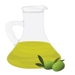 Organic Olive Oil with  olives isolated vector illustration on a white background