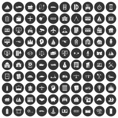 100 private property icons set black circle