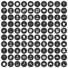 100 profession icons set black circle