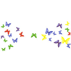 Fototapeta premium Background with Colorful Butterflies. Simple Feminine Pattern for Card, Invitation, Print. Trendy Decoration with Beautiful Butterfly Silhouettes. Vector Background with Moth