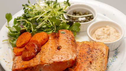 Homemade salmon steak