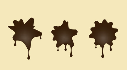 Cookies in the form of blots figure. Dark chocolate vector illustration. Collection of different sweets.