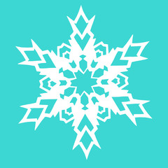 Christmas paper snowflake on blue background. Vector illustration