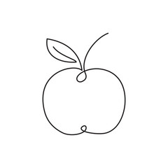 Apple Line Icon On White Background