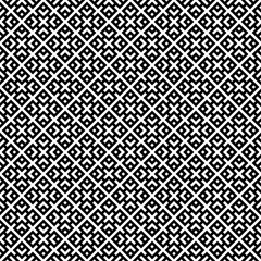 Seamless geometric pattern of simple shapes in black on white background