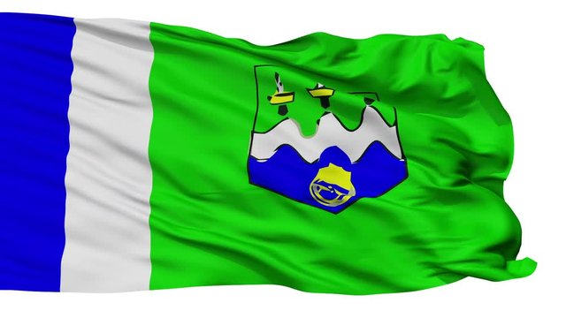 Larache province flag, Morocco, realistic animation isolated on white seamless loop - 10 seconds long (alpha channel is included)