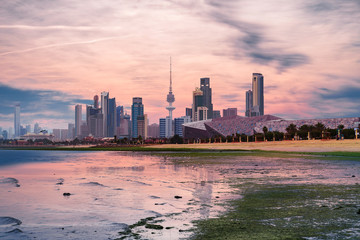 beautioful view of kuwait city landscape during sunset - 199893601