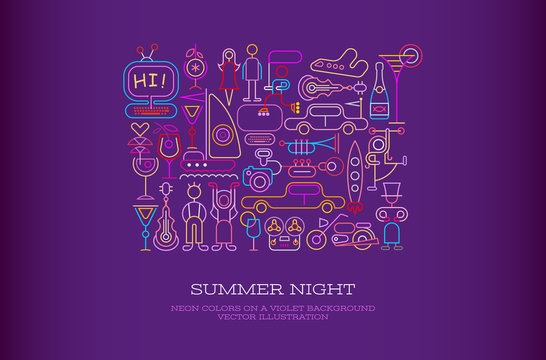 Summer Night vector illustration