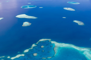 Aerial view of Maldives atolls is the world top beauty. Maldives tourism.