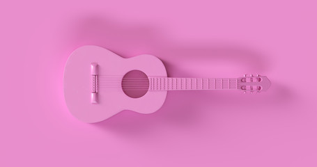 Pink Acoustic Guitar 3d illustration	