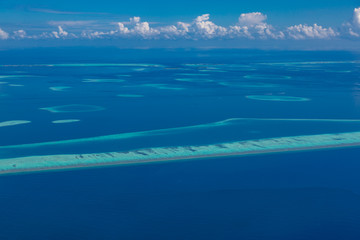 Aerial view of an atoll from seaplane, Ari Atoll, Maldives